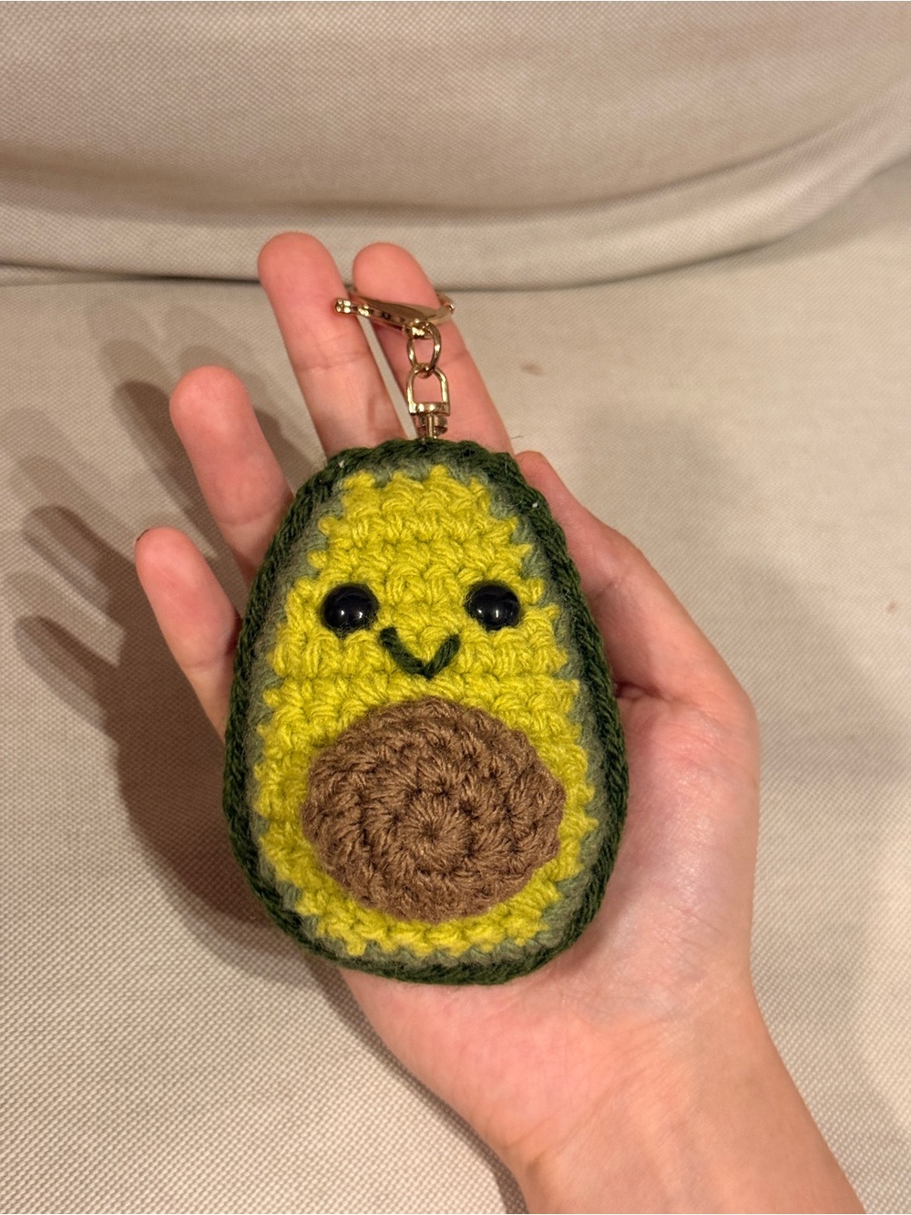 Handmade Crochet Avocado Keychain - Green & Brown